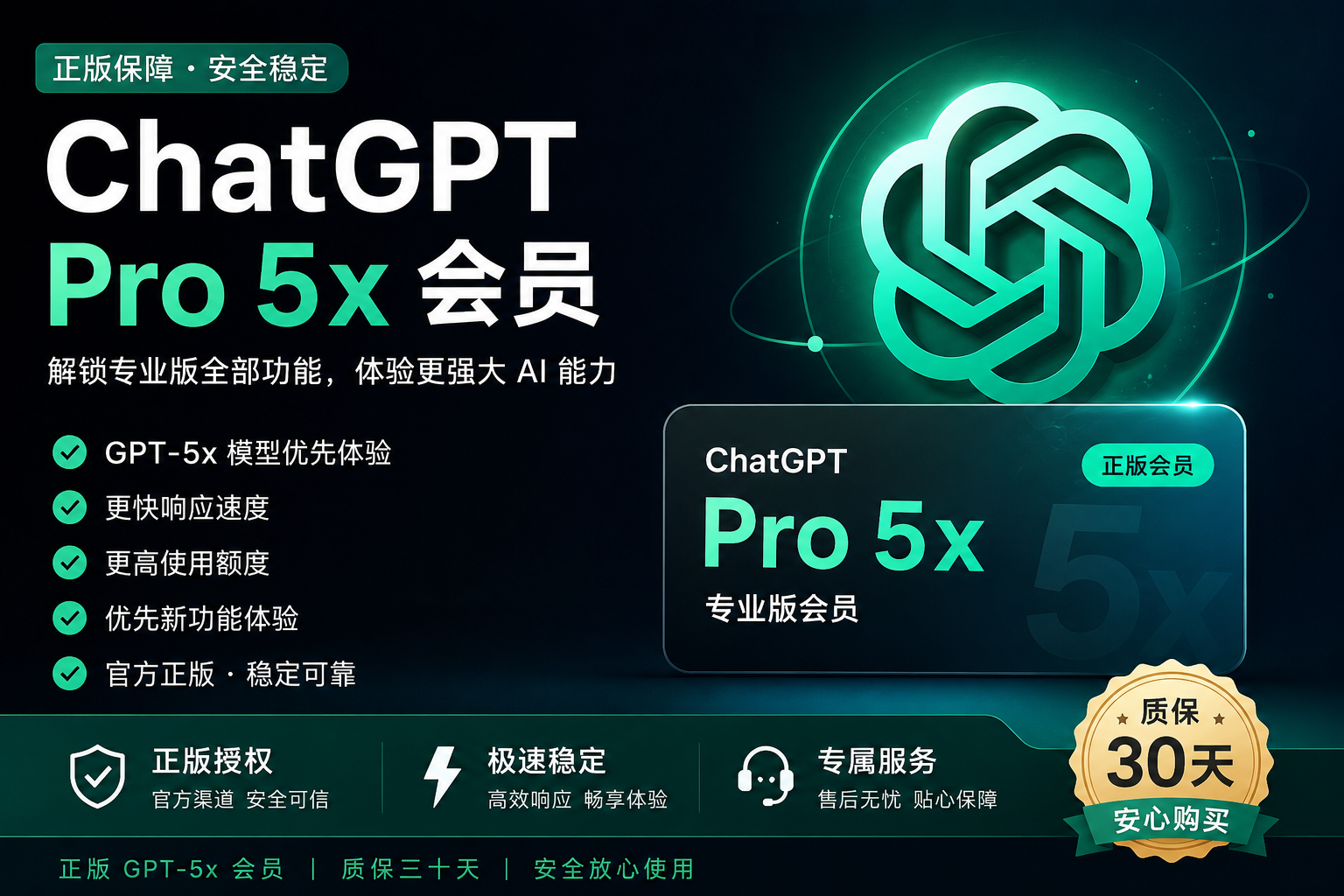 ChatGPT 5x pro 代充 质保三十天商品图片