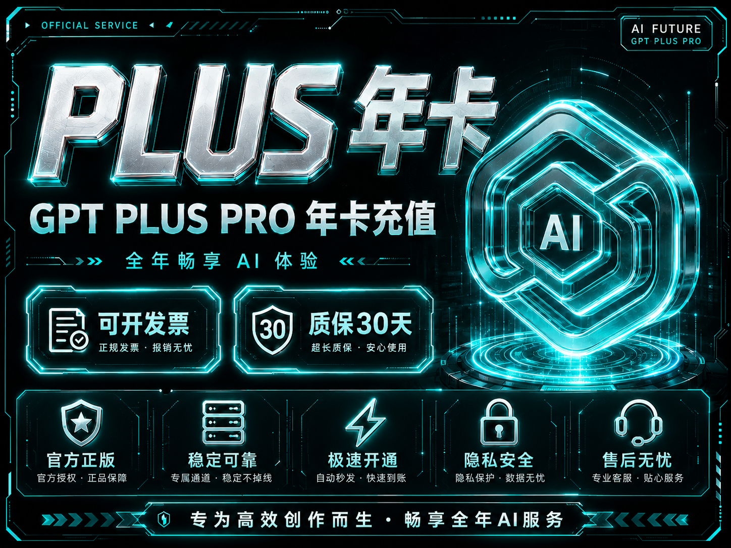 【可开发票带质保】Gpt Plus会员 年卡订阅 12个月 可开发票 质保订阅12个月缩略图